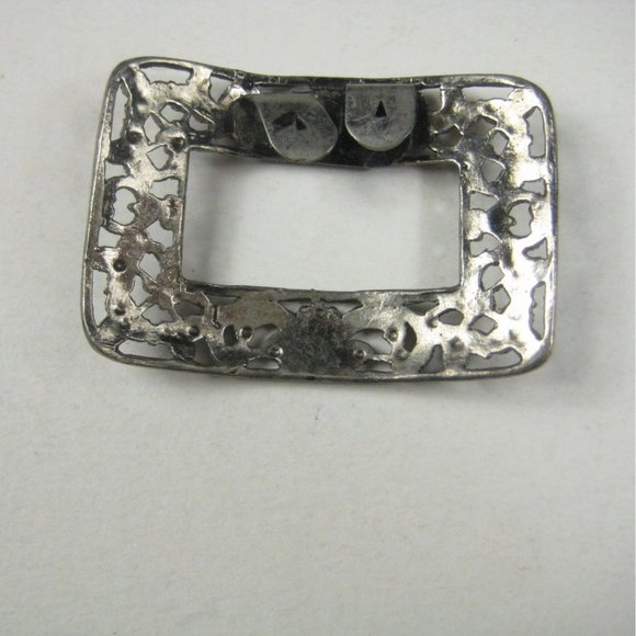 Musi Set 2 Vintage Shoe Dress Clips Fur Silvertone Buckle Filigree BENT - Picture 7 of 9